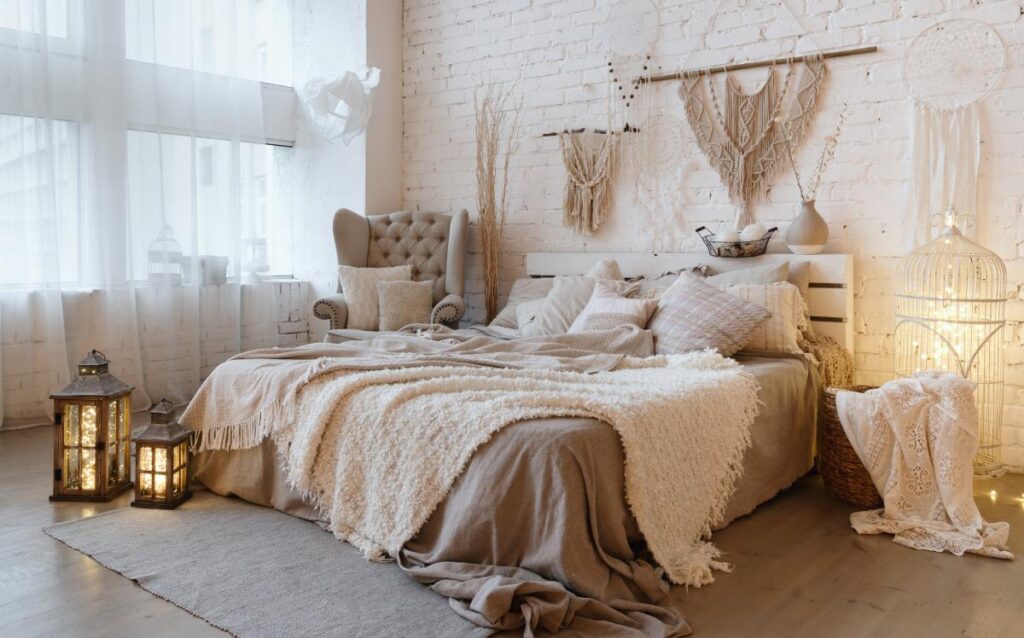 Decoración hygge en un dormitorio