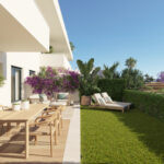 Terraza con jardín privado y zona de comedor en Célere Nayra