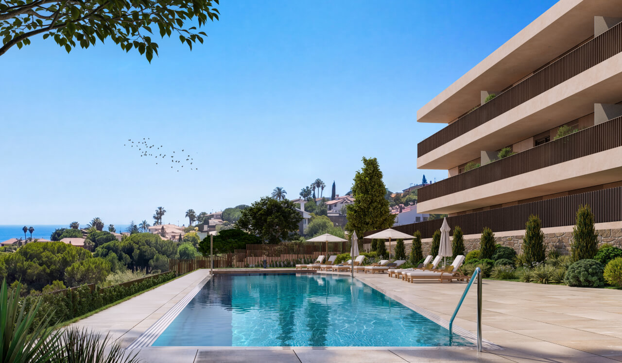 Piscina y zonas comunes de Célere Dalt Mar II en Premià de Dalt