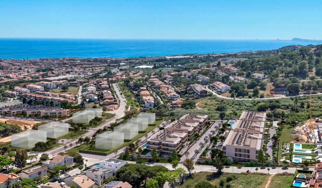 Vista aérea de la promoción Célere Dalt Mar II en Premià de Dalt