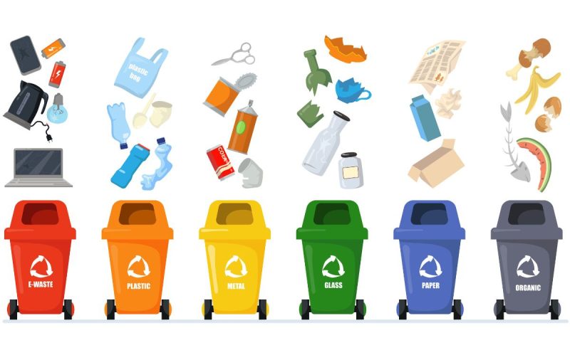 Cubos de basura de reciclaje