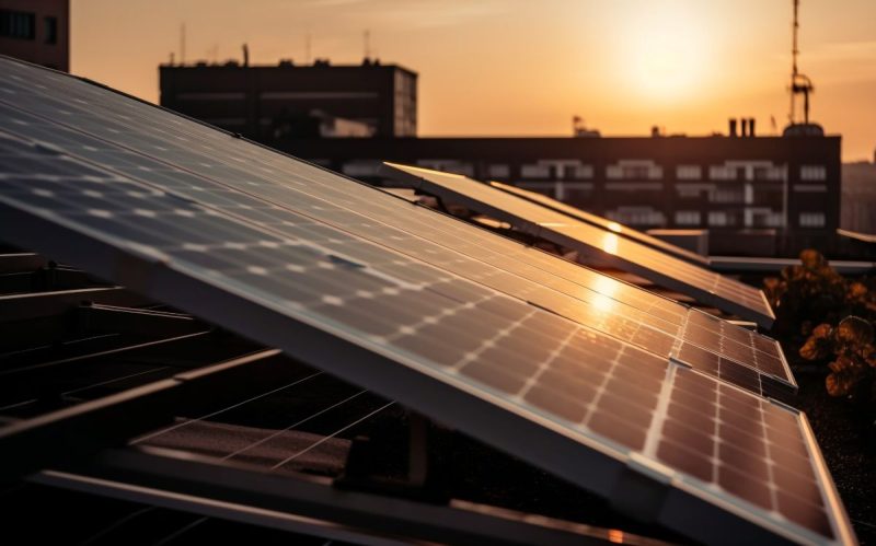 Placas solares en un edificio